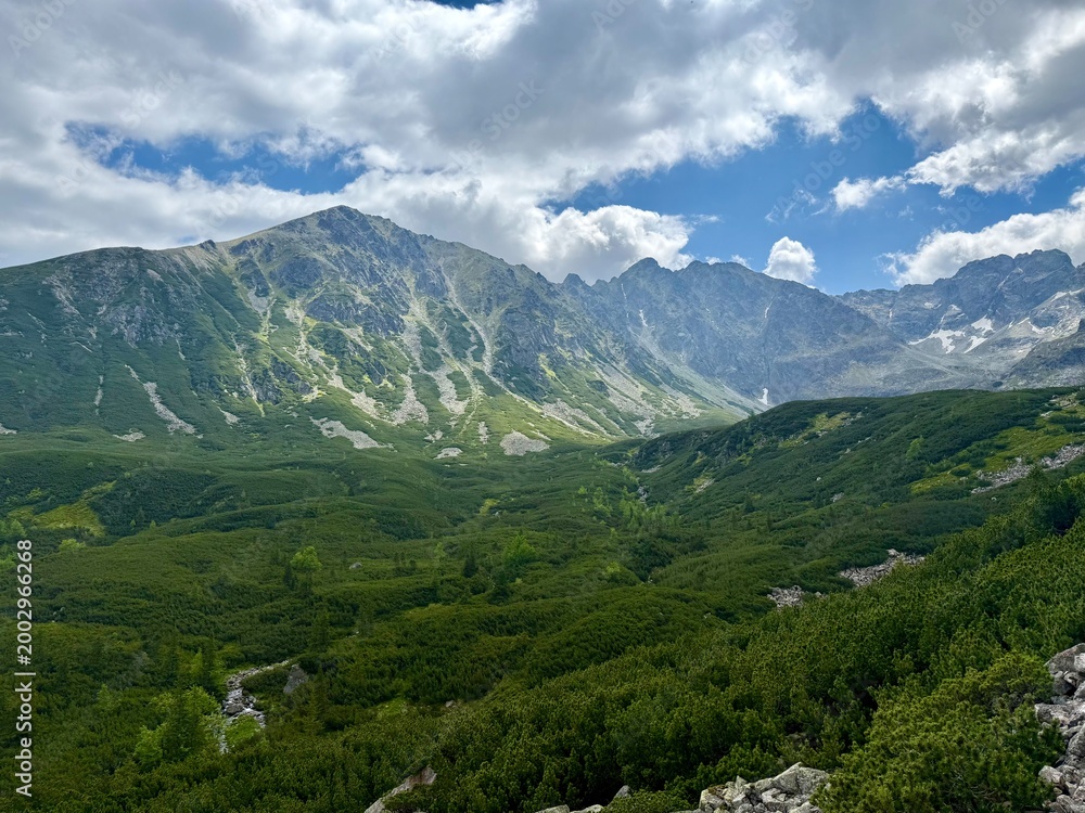 Fototapeta premium Mountain peaks with green valleys