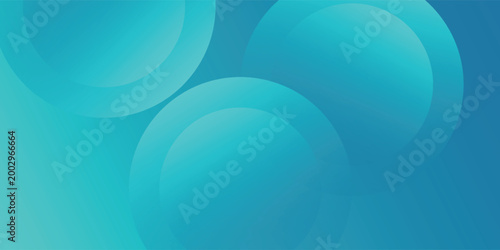 Abstract colorful banner background design with glowing translucent circles and a modern blue to cyan gradient.