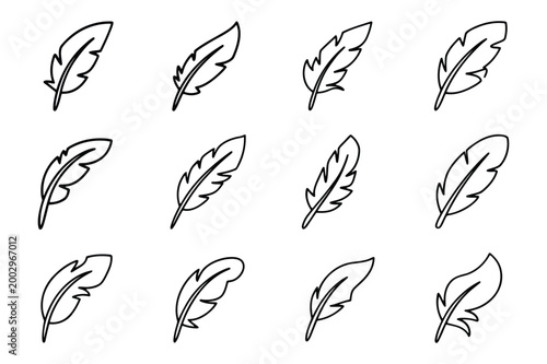 Feather icon outline vector illustration