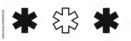 Obraz na płótnie Six pointed star symbol icon set for medical emergency and health care concept