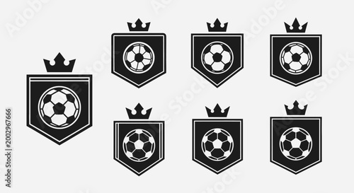 Photos Black and white soccer badges icons.