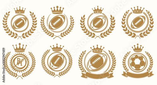 Golden Sports Badges with Crowns.