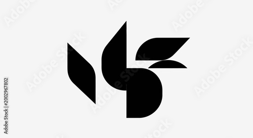 Black abstract leaf logo symbol.