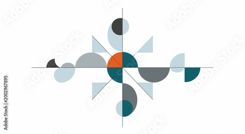 Geometric shapes in abstract composition.