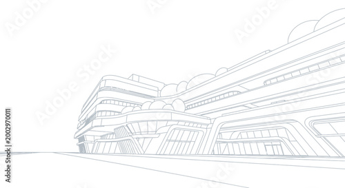 Modern Architectural Sketch of a Futuristic Building Exterior