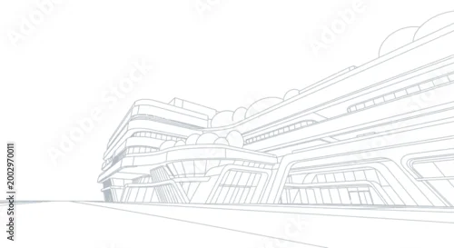 Obraz Modern Architectural Sketch of a Futuristic Building Exterior
