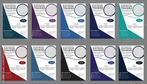 Konstfotografi set of colorful business training brochures vector illustration