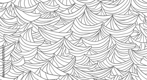 Seamless Hand Drawn Abstract Wave Pattern Monochrome Line Art Background