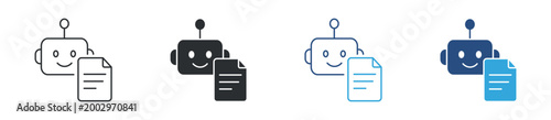 AI document chatbot icon set. automation and intelligent processing concept. digital assistant and file interaction symbol. vector illustration.