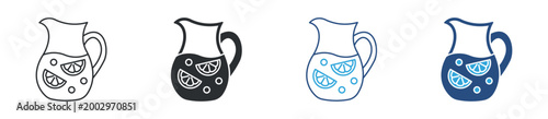Lemonade pitcher icon set. refreshment and summer drink concept. beverage serving and hospitality symbol. vector illustration.