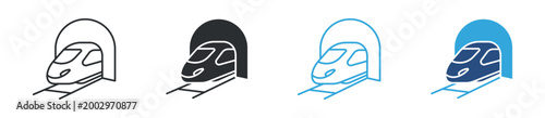 High-speed train tunnel icon set. rapid transit and modern transportation concept. railway motion and travel symbol. vector illustration.