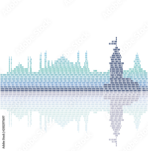 Istanbul Skyline with Abstract Digital Data and Technology Elements 