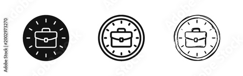 Business Time Management and Working Hours Clock Icon Set