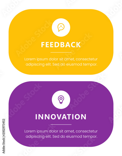 Feedback and innovation badges promoting growth and creative thinking