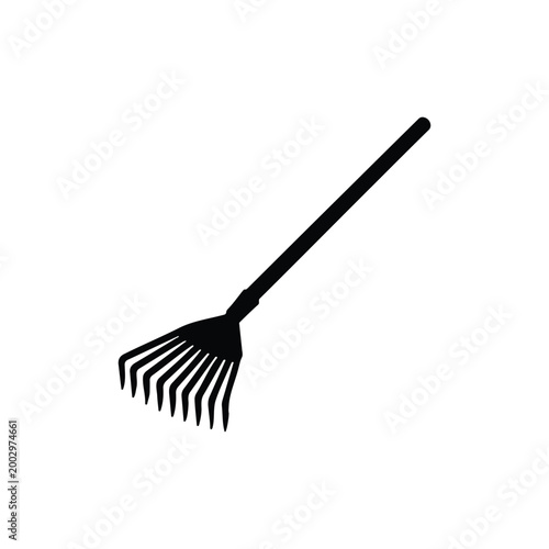 Rake tool for gardening silhouette icon vector flat design.