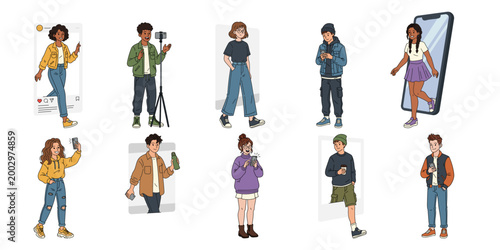 Diverse Young People Using Technology