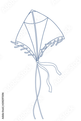 Kite line art vector illustration for kids.
