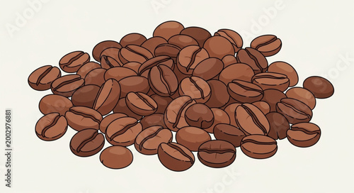 Pile of Coffee Beans on a White Surface for Brewing and Aromatic Enjoyment.