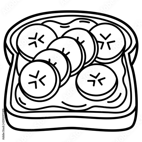 Banana and Peanut Butter Toast Vector Illustration 