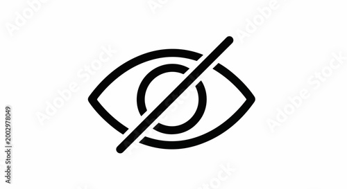 Stylized eye symbol with a diagonal line crossing the pupil