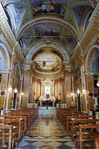 Quadro su tela interior of the Sanctuary of Our Lady of Montallegro, built in 1558 Rapallo Ital