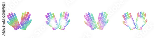 Colorful sketch gloves icon design set