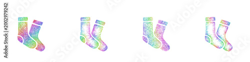 Rainbow color sketch socks icon design set
