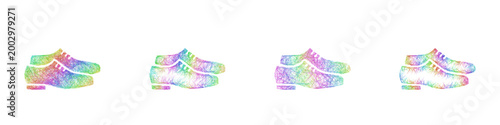 Multicolored sketch shoes icon design set