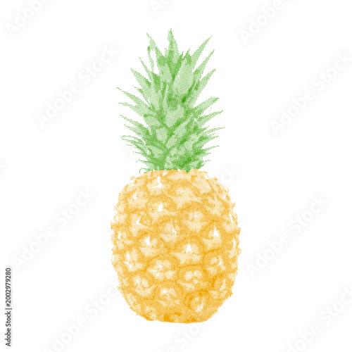 pineapple with photocopy effects. halftone vector. summer