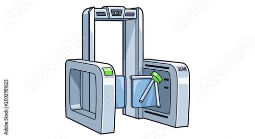 Security scanner gate with turnstile and digital display