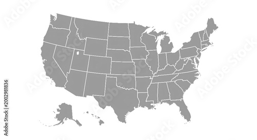 Halftone map of the united states, gray with white outlines