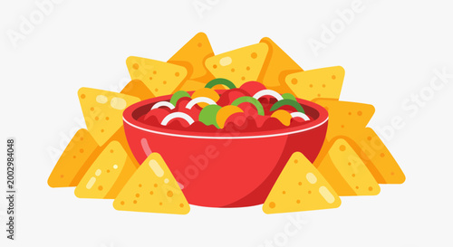 Nachos and Salsa Bowl - Festive Mexican Snack Food