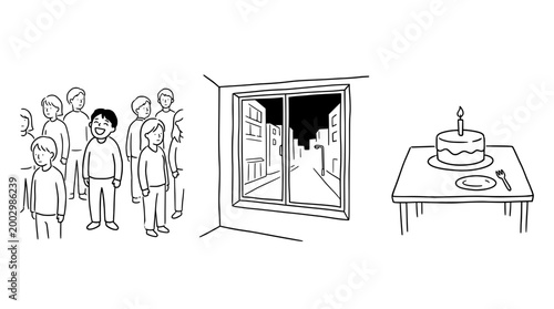 Birthday Cake with Candle and Celebration Vibes