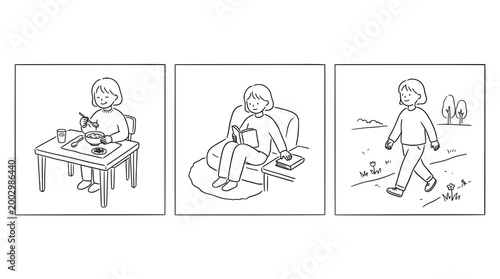 A child indulging in a delightful meal and book