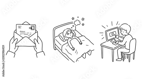 A child affected by a letter while dreaming at night