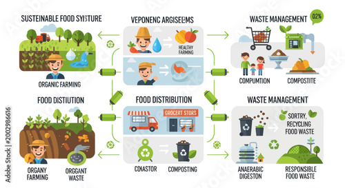 Sustainable Food System: Organic Farming, Distribution, Waste Management, and Composting