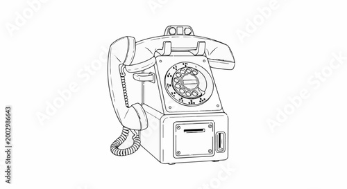Vintage rotary dial telephone with coiled cord and receiver