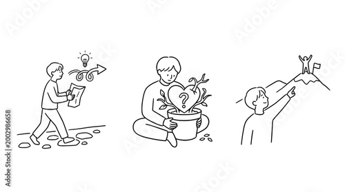 Young Boy Nurturing Plants with Care and Love