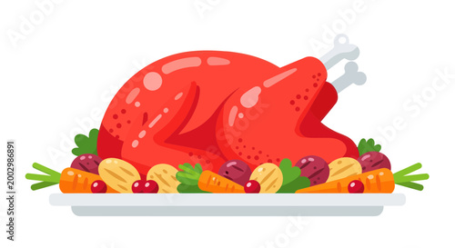 Roasted Turkey Dinner with Vegetables and Herbs