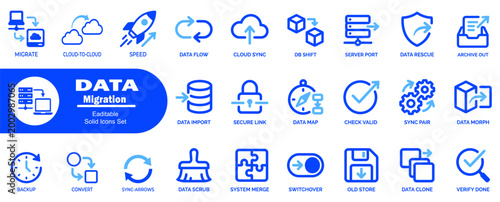 Photos Data Migration icons set