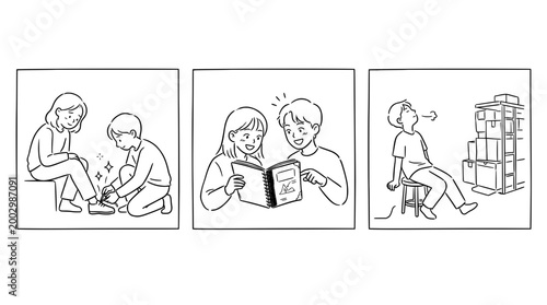 Helping with Shoe Tying and Reading Together