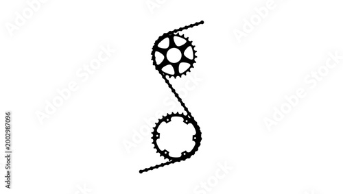 Bicycle teeth, black isolated vector silhouette