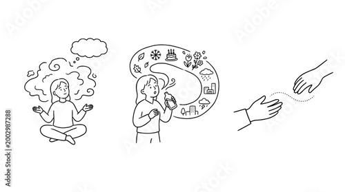 Girl Contemplating and Engaging with Nature's Sounds