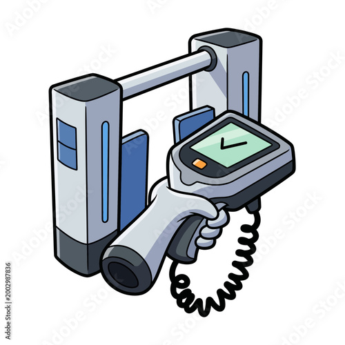 Hand holding scanner at security gate