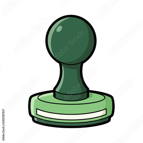 Green rubber stamp with handle and circular base
