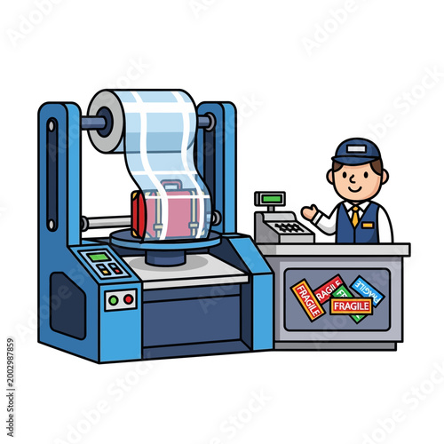 Luggage Wrapping Service at Airport Check-in Counter