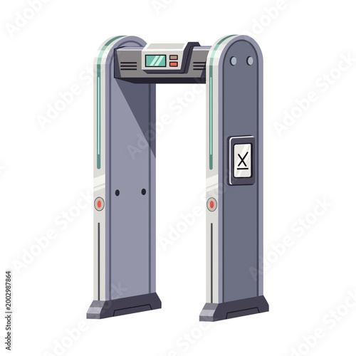 Metal detector archway security scanner isolated on white background