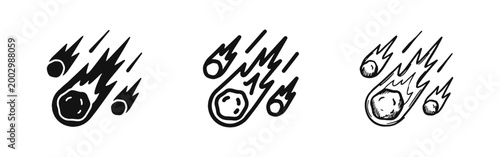 Meteor Shower and Falling Stars Icon Set