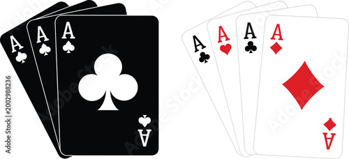 Playing cards aces set isolated on white background casino concept