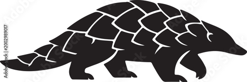 Pangolin Silhouette: A striking silhouette of a pangolin, showcasing its unique armored scales, gracefully traverses across a clean expanse.